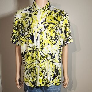 Men's Bold Tiger Print Shirt - Yellow and Black